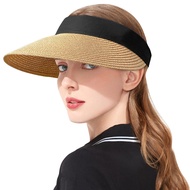 LIbucket hat for women women's hats caps Women Straw Roll Up Sun Visor Hat Large Wide Brim Summer UV Protection Oversized Visors Beach Cap Foldable Adjustable
