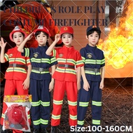 Fireman Costume for Kids Boys Firefighter Career Uniform Work Cosplay Role Play Girl Suit Clothing