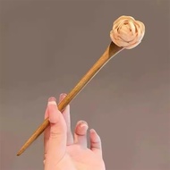 Wooden Hairpin Retro Simulated Flower Hairpin Cheongsam Accessories New Chinese Wooden Hairpin High-