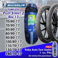MICHELIN Pilot Street 2 Tubeless RIM 17 Tires ( 70/80-17 , 70/90-17 , 80/80-17 , 80/90-17 , 90/80-17