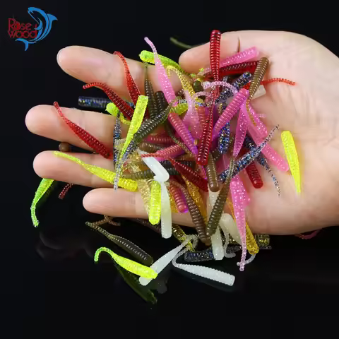 100pcs Pesca Artificial Soft Bait 4cm/0.3g UL Fishing Worm Swimbaits Soft Lure Carp Fishing Bait Fis