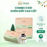 [COMBO 3 PACK OF 300 SHEETS] Combo of 3 Packs of HOMI Paper 300 Sheets - 4 Layers Convenient, Soft, 