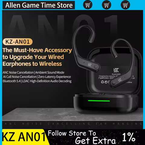 KZ AN01 Wireless Bluetooth 5.4 Upgrade Ear Hooks Cable ANC Noise Cancellation C-Pin LDAC HD Audio De