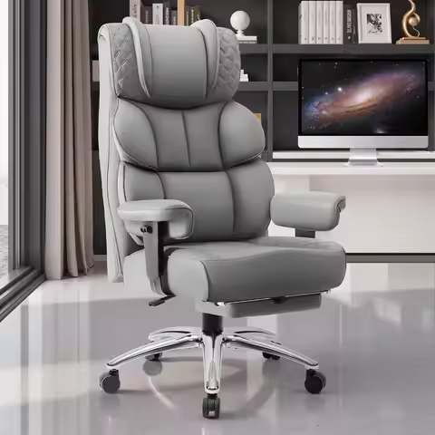 Desk Chair, Big and Tall Leather Gaming Chair with Footrest, Wide Ergonomic Comfy Executive High-Bac