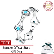 BAMOER แหวนเงินแท้925 Devil S Eyes สำหรับผู้หญิงของขวัญแต่งงานแฟชั่น Eternity Bands Turquoise SCR858