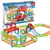 With Track Train Set, Toy Tram, Electric Car Track Set, Enhance Imagination, DIY Anywhere,