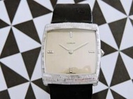 瑞士真品 正18K金 白K金 崑崙 CORUM 經典酒桶型樹皮紋手上鍊機械真鑽古董錶