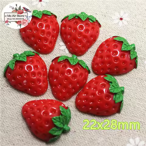 10pcs Strawberry Fruit Resin Flat back Cabochon Miniature Food Art Supply Decoration Charm Craft DIY
