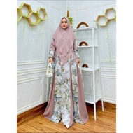 hk3 Gamis Syar'i Set PECAH POLA LAPAN Khimar Ekslusif By.Gg syari