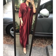 Ariel Gamis Kaftan Lebaran Oversize Dress Long Tops Women Satin Silk Premium (Amd)