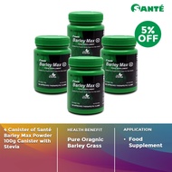 Sante Barley Max Powder 100g canister with Stevia Organic Barley Grass NZ Vegan (Pack of 4)