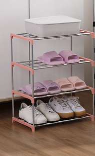 其他品牌 - 簡易鞋架組裝鍍鋅管鞋子收納架多層鞋子整理架外貿鞋子置物架 粉色 四層鍍鋅管鞋架