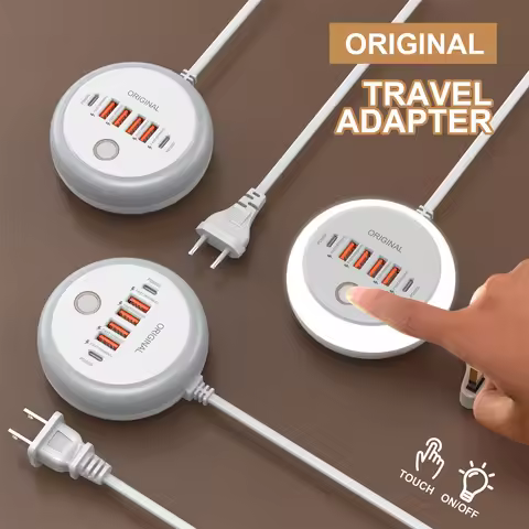 Universal Charger Socket USB Charger Socket Phones Fast Charging Charger Travel Adaptor With LED Lig