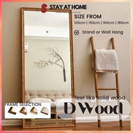 DeWood Wood Frame Mirror Standing Wooden Mirror Stand Full Length Cermin Dinding Kayu Cermin Panjang Cermin Besar Berdir