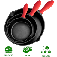 Pre-Seasoned Cast Iron Skillet Set กระทะเหล็กหล่อ มีด้ามจับ กระทะเหล็กหล่อก้นลึก 16/20/26cm