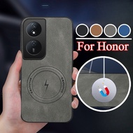 Magnetic Charge Ring Leather Case For Honor X7B 4G 5G Simple Business Phone Back Cover Soft TPU Came