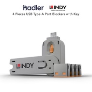 Lindy USB A Port Blocker Orange 40453 (4 Pack + 1 Key) USB Security Lock