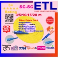 Unifi Wire Wifi Fiber Cable Plug to Modem Fiber Patchcord Singlemode Simplex SC SC 2.0mm