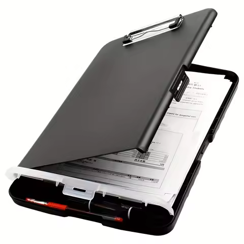 A4 Waterproof File Storage Box with Pen Holder Plastic Desktop Organizer for Documents and Writing B