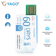 YAGO 60-Day PDF Temperature Data Logger – IP67 Waterproof, ±0.5°C Accuracy, USB Auto-Report – Pharma
