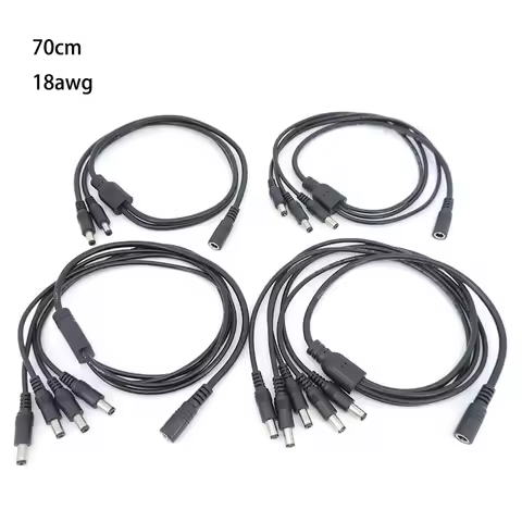 0.7M Long 12V 24v DC 1 Female to 2 3 4 5 way Male connector Cable Power Supply extend Splitter Plug 