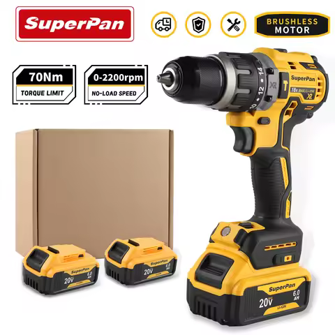70N.m Cordless Drill Lithium Battery Rechargeable Brushless Compact Electric Screwdriver Impact Dril