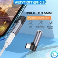 Vention Type C to 3.5mm Audio Adapter 90 Degree Right Angle Male to Female USB C Connector for Huawe