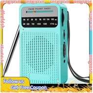 【D&F】AM FM Pocket Radio Portable Radio Transistor Radio with Loudspeaker Green