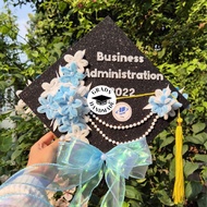 Graduation Hat Decorated with Velvet Flowers, Graduation Hat Decorated with Velvet Flowers, Graduati