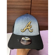 NE Trucker Atlanta Braves Denim Sunburst DMG Baseball Cap Adjustable Snapback