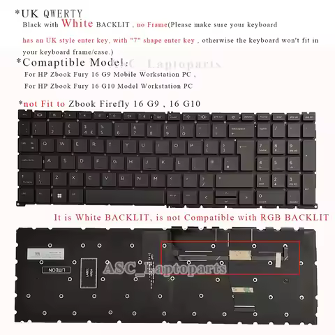 UK Keyboard for HP ZBook Fury 16 G9 , 16 G10 N19205- N192 6037B0231503 6037B0231803 SG-B1900-2BA SN1
