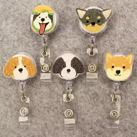 Cute Funny Dog Style Retractable Card Holder Badge Reel Nurse Exhibition Enfermera Girl And Boy Name