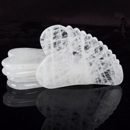 ﹍♗Natural Jade Gua Sha Stone White Crystal Gouache Scraper Scraping Massager For Face Lifting Slimmi