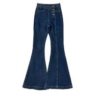 Mili Retro Dress Ready Stock Hong Kong Style Retro Vintage Flared Jeans High Waist Side-Breasted Sli