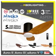 [ Quiet Fan ] ALASKA Aspen Smart Wifi Ceiling Fan with Optional 3Tone LED Light & Remote 38/42/50"