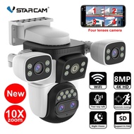 Vstarcam 8MP 4K 10X Zoom WIFI IP Camera 4 Lens 4-Screens Outdoor Waterproof Smart Tracking PTZ Camer
