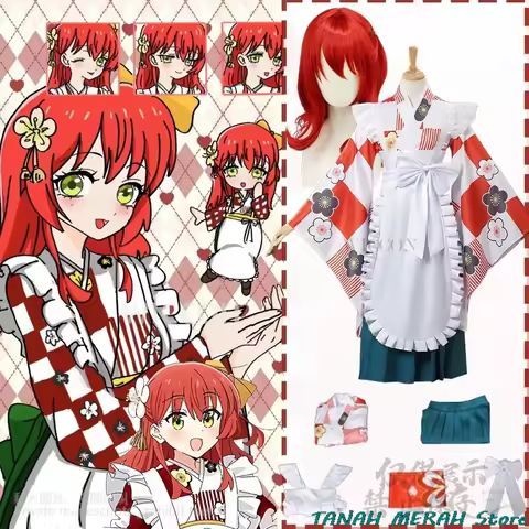 Anime The Rock! Cosplay Kita Ikuyo Costume Japanese Jirai Kei Girls Red Kimono Dress Kawaii Cute Lol