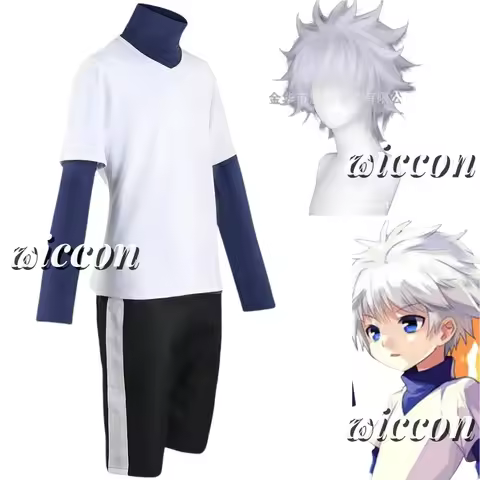 Killua Zoldyck Cosplay Costume Hunter × X Hantaa Kirua Zaoldyeck T shirt Full Set Wig Halloween Xmas