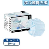 Motex摩戴舒 鑽石口罩50片/盒(藍/L)