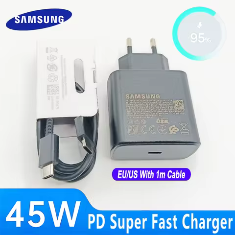 Samsung 45W EU Super Fast Charger EP-TA845 US PD Chargeur For Galaxy S26+ S25 Ultra S24 Tab S23 S22 