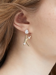KLOSET Pave Earrings (PF23-ACC002) ต่างหูห้อยตัวK