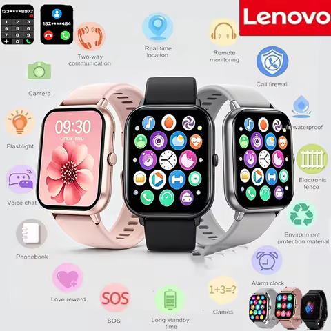 Lenovo Sport Smart Watch Waterproof Fitness Tracker Wireless Call Health Monitor Clock Smartwatch Fo