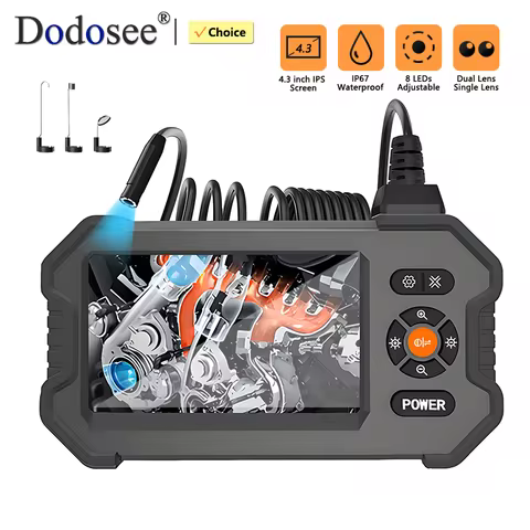 Dodosee Industrial Endoscope Camera 4.3inch Screen Sewer 8mm 1080P Pipe Inspection Camera for Car Re