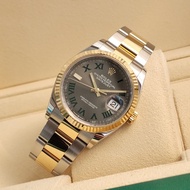 Jam Tangan Rolex Datejust 36 Wimbledon TT 18k Gold Fullset 2021  199jt