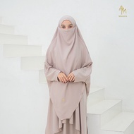 Maslaha Niqab | (ZHAFIRA SERIES) - Zhafira Long French Khimar | Long FK Instant Umroh | Free Cadar T