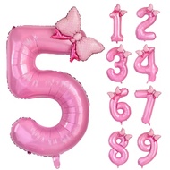 Pink Bow Number Balloon 0~9 Birthday Party Decoration Balloon