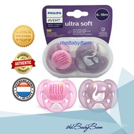 Philips Avent Ultra Soft Pacifier / Soother Hello Princess Swan (2pcs/pack) For 6-18 mos w/ Case