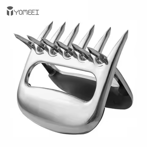 YOMEEI 2 Pcs/Set Stainless Steel Bear Claw Non-stick Meat Shredder Claws BBQ Meat Claws BBQ Fork Foo