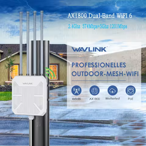 WAVLINK AERIAL HD6 WiFi 6 AX1800 Dual-Band 2.4GHhz 5GHz Long Range Outdoor Router Wireless AP with P
