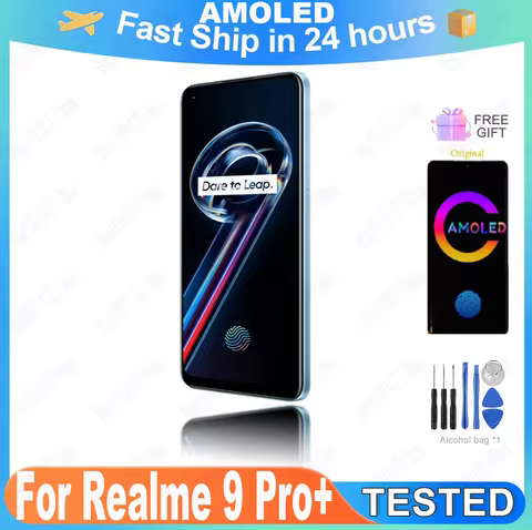 Original 6.4" AMOLED Display For OPPO Realme 9 4G RMX3521 LCD Display Touch Screen Digiziter Assembl